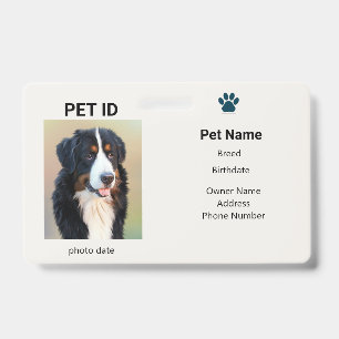Lost Dog Pet ID Tag Information Badge