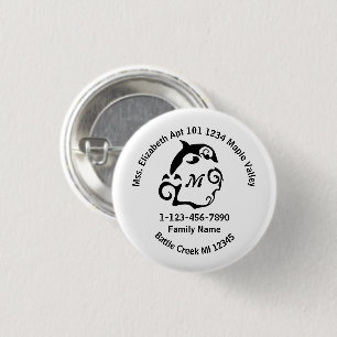 Lost Dolphin Swimming Family Home Address  3 Cm Round Badge