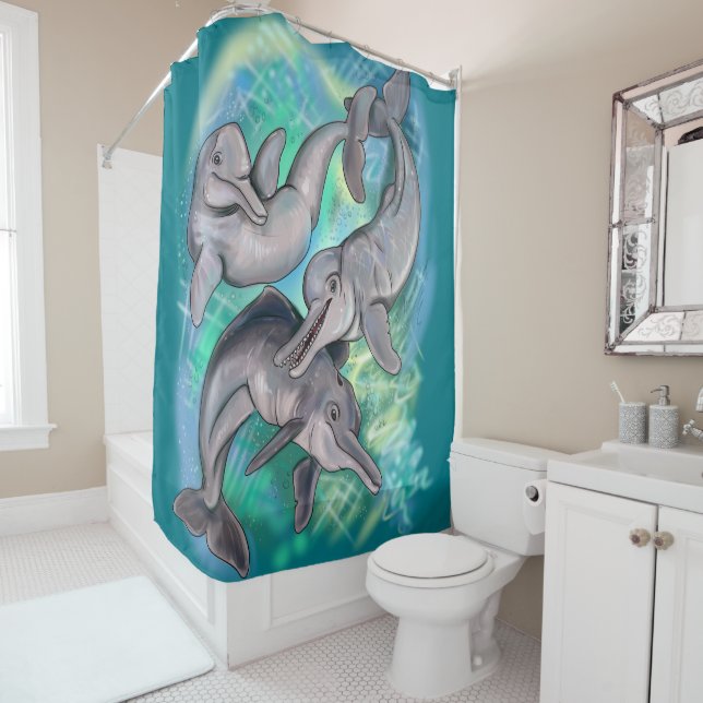 Lost Echos Baiji River Dolphin Shower Curtain (In Situ)