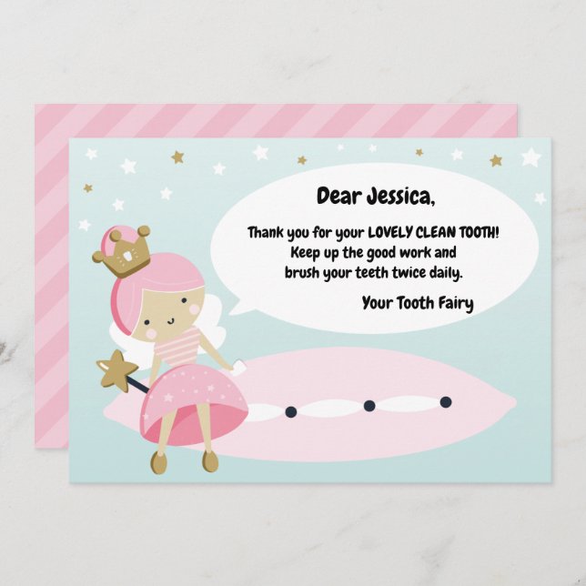 Lost First Tooth Card. Tooth Fairy Visit Note. Hol Holiday Card (Front/Back)