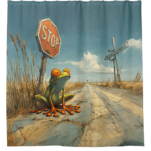 Lost Frog at Crossroads Shower Curtain