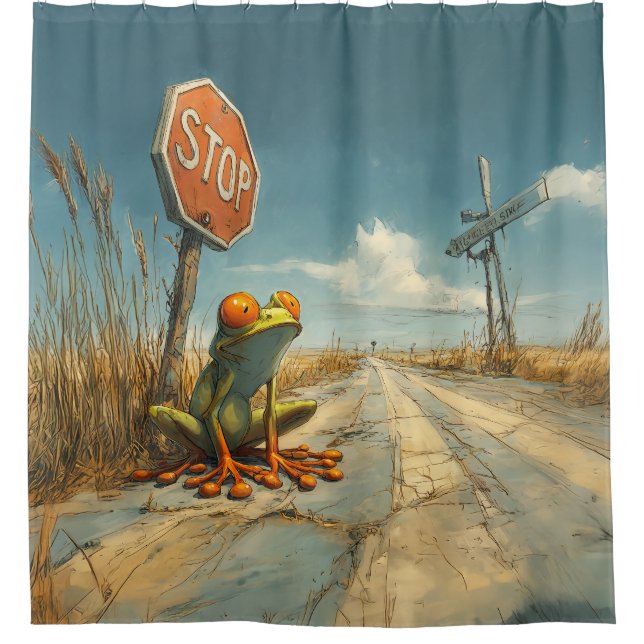 Lost Frog at Crossroads Shower Curtain (Front)