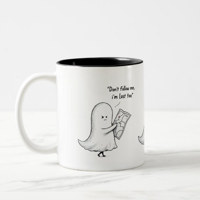 Lost Ghost Mug – Sad & Spooky Vibes (Left)