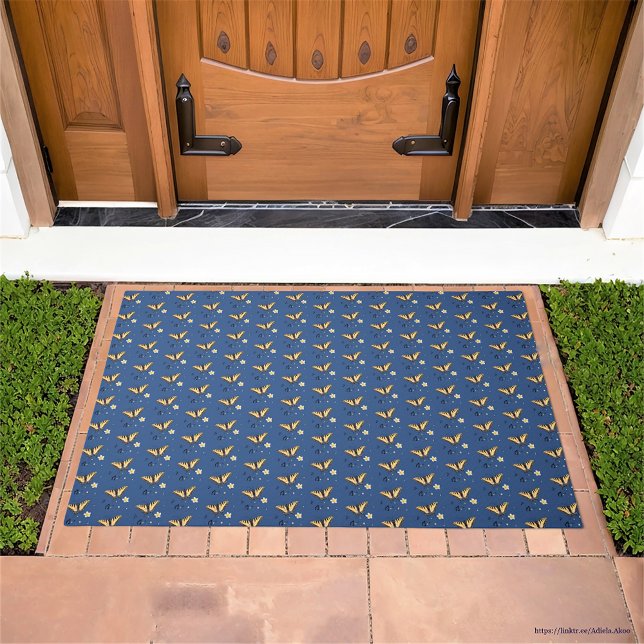 Lost in a Quatrain by Adiela Akoo - Door Mat (Lost in a Quatrain Door Mat by Poet Adiela Akoo - set the mood in healing blue and butterflies)