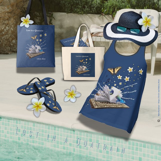 Lost in a Quatrain Poetry Tote by Adiela Akoo Bag (Lost in a Quatrain Totes, Tank, Flip Flops & Book by Poet Adiela Akoo. A gr8t gift combo. GET it now)