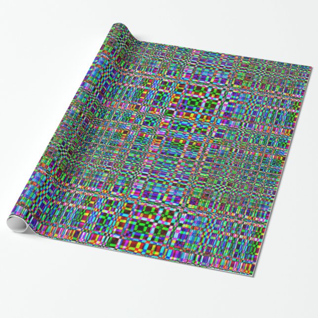 Lost in Dazzle Tartan Plaid, Seamless, Pattern Wrapping Paper (Unrolled)