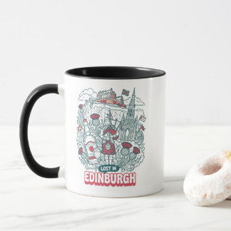 Lost in Edinburgh Retro Doodle Travel Mug