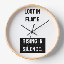 Lost in Flame Rising in Silence Wall Clock