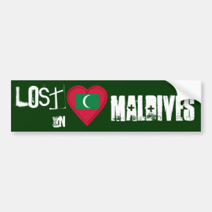 Lost in Maldives Flag Heart Bumper Sticker