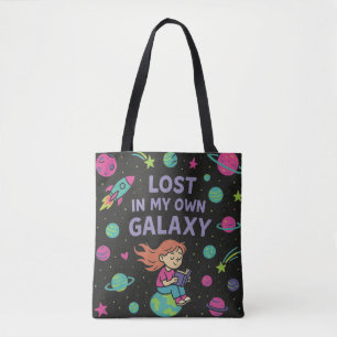 Lost in My Own Galaxy – Dreamy Space Girl Tote Bag