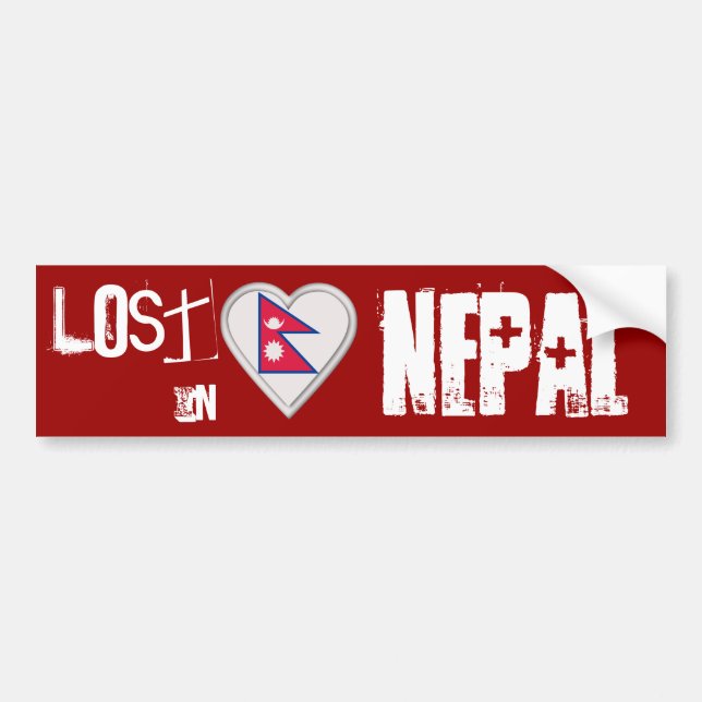 Lost in Nepal Nepalese flag heart Bumper Sticker (Front)