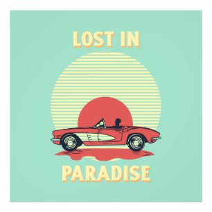 Lost in Paradise – Retro Convertible Sunset Summer Photo Print