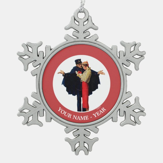 Lost in Paris Snowflake Pewter Christmas Ornament (Front)