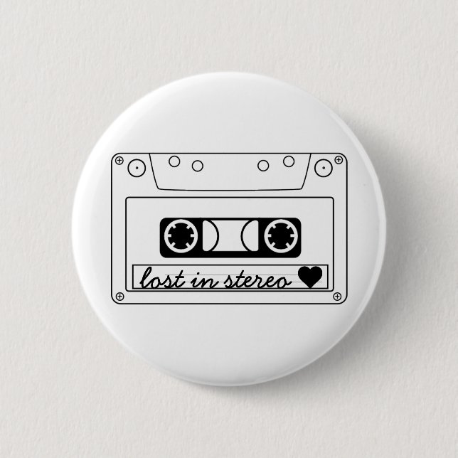 Lost In Stereo Classic Cassette Tape 6 Cm Round Badge (Front)