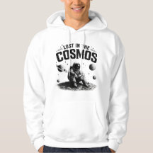 Lost in the Cosmos Astronaut White Pullover Hoodie