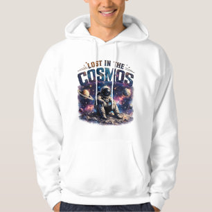 Lost in the Cosmos Astronaut White Pullover Hoodie