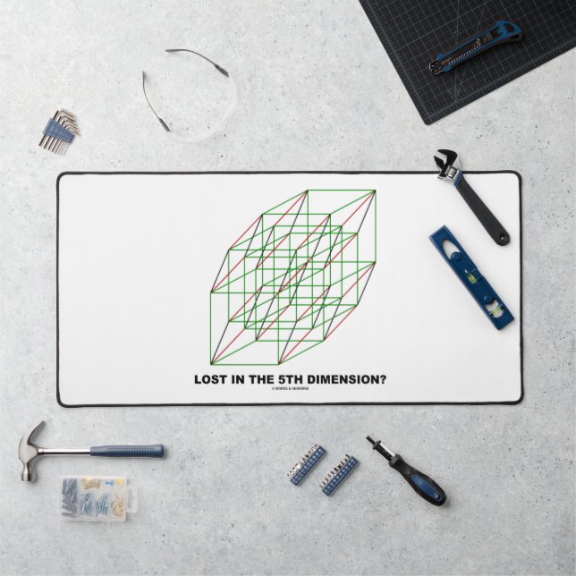 Lost In The Fifth Dimension? (Geometry Cube Humour Desk Mat (Workstation)