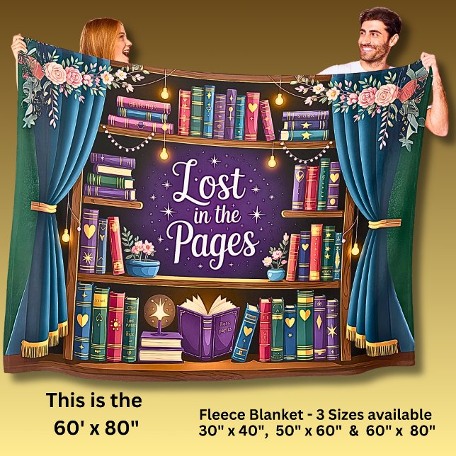 Lost in the Pages, Library of Books  Fleece Blanket (Creator Uploaded)