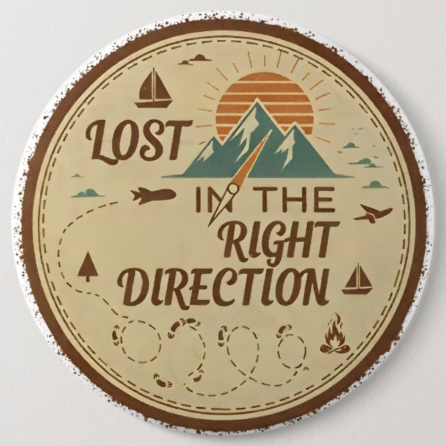 Lost in the Right Direction 6 Cm Round Badge (Front)