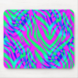 Lost in the Wilds Abstract Colourful Zebra Stripes Mouse Pad