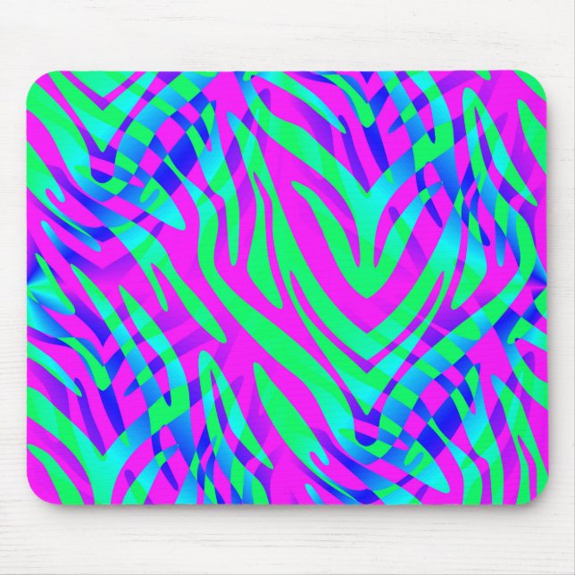 Lost in the Wilds Abstract Colourful Zebra Stripes Mouse Pad (Front)
