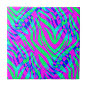 Lost in the Wilds Abstract Colourful Zebra Stripes Tile