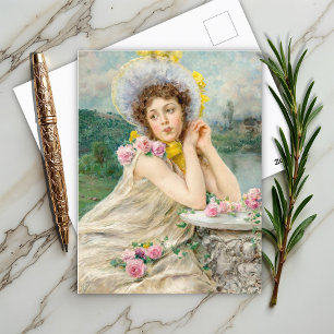 Lost in thought, Federico Andreotti (Italian, 1847 Postcard