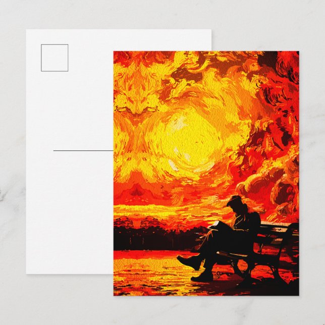 Lost in Thought – Surreal Sunset Reflection Postcard (Front/Back)