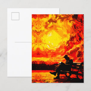 Lost in Thought – Surreal Sunset Reflection Postcard
