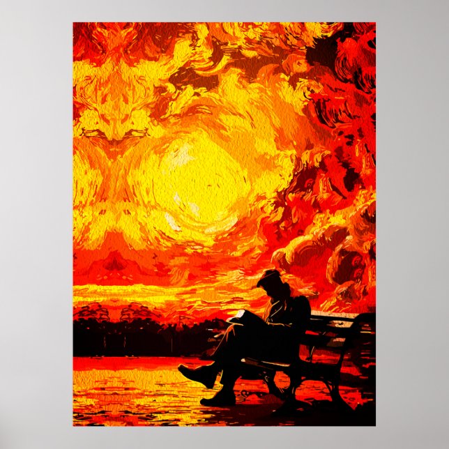 Lost in Thought – Surreal Sunset Reflection Poster (Front)