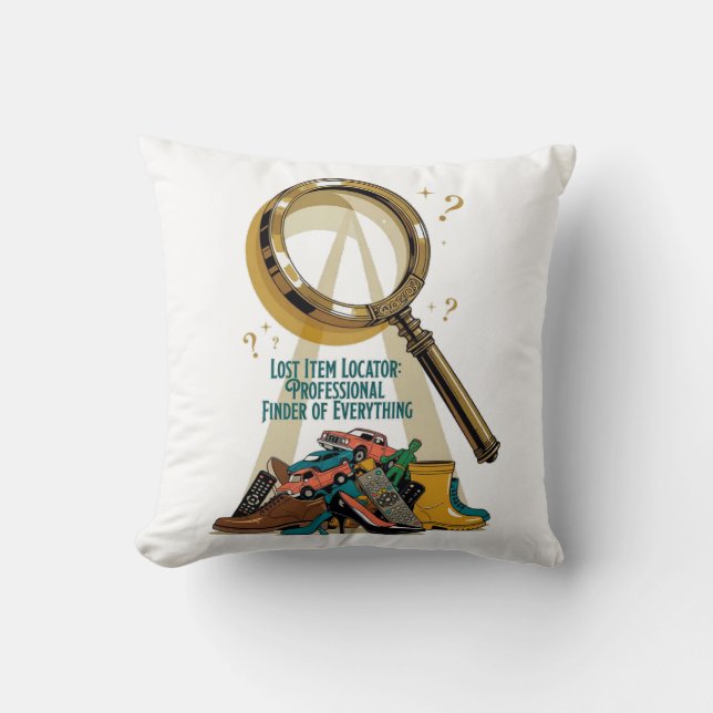 Lost Item Locator T Shirt, Professional Finder Mug Cushion (Front)