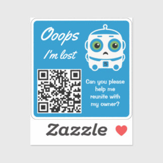 Lost Item Return QR Sticker Blue Bot