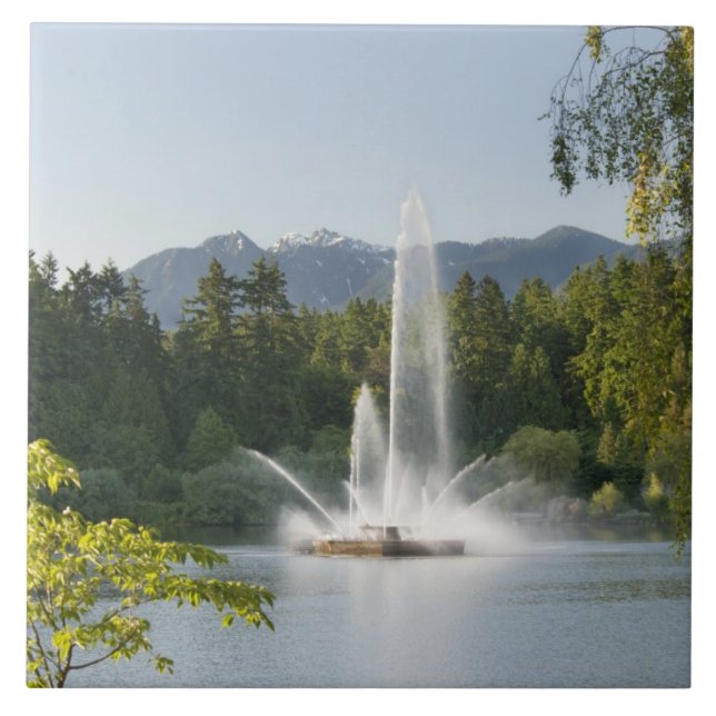 Lost Lagoon Fountain, Stanley Park, Vancouver, Ceramic Tile (Front)