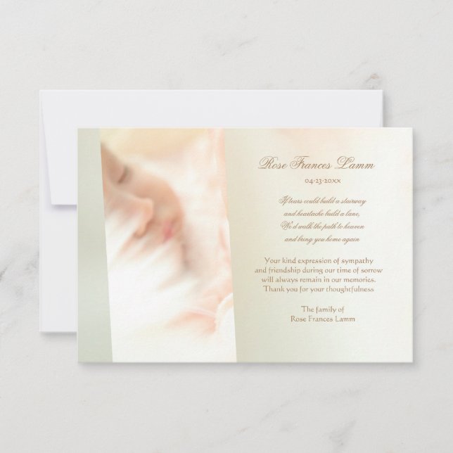Lost Love Bereavement Thank You Card (Front)
