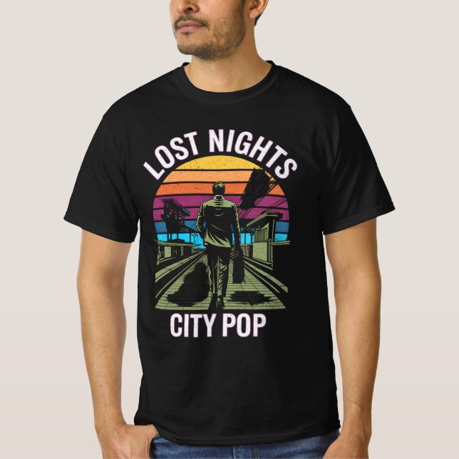 Lost Nights City Pop Vaporwave Aesthetic T-Shirt (Front)