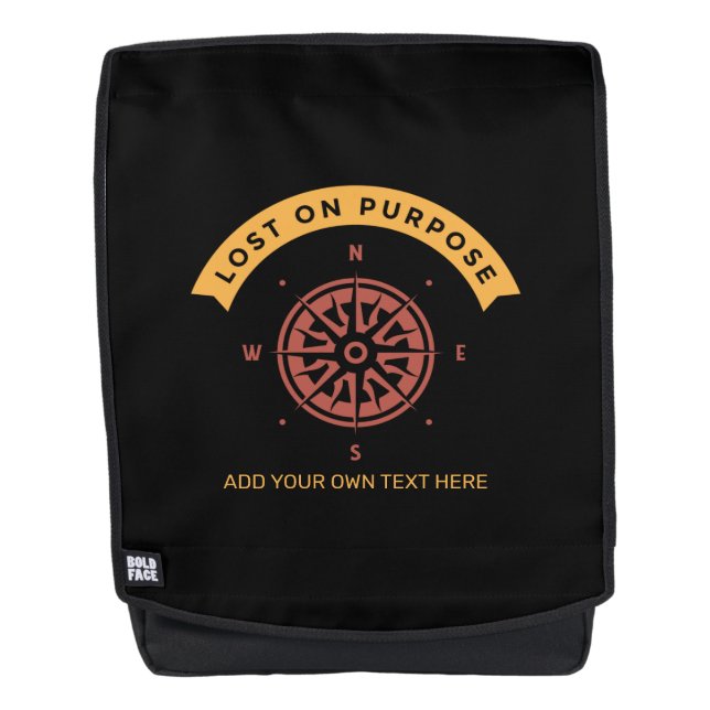 Lost On Purpose Compass Travel Hiking Add Text Backpack (Front)
