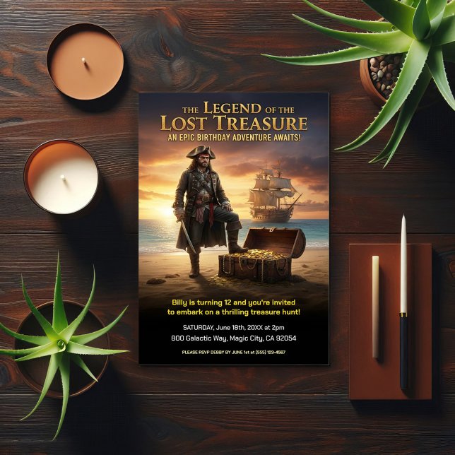 Lost  Pirate Treasure Birthday Party Invitation (Creator Uploaded)