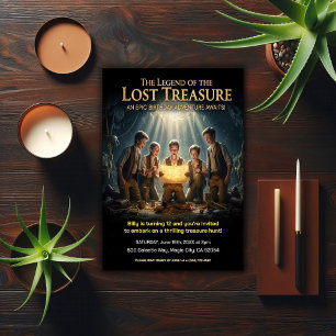Lost  Pirate Treasure Birthday Party Invitation