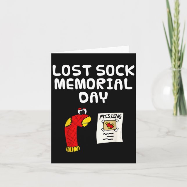 Lost sock memorial day, laundry worker funny  card (Front)