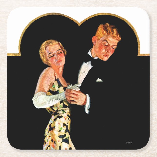 Lost Suspender Square Paper Coaster (Front)