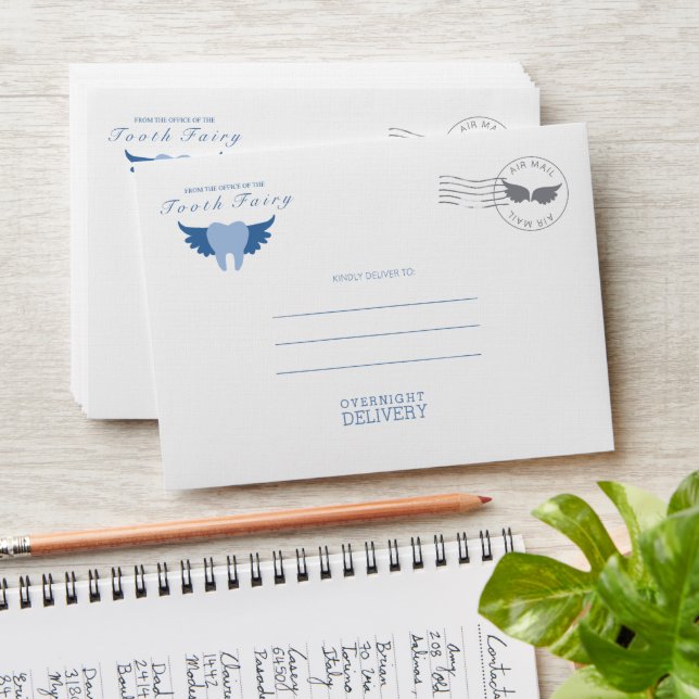 Lost Tooth Keepsake Note & Receipt Envelope Blue (Stacked)
