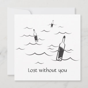 Lost without you modern black-and-white design holiday card