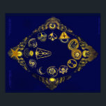 Lost Zodiac of Rudolf Steiner Poster<br><div class="desc">This zodiac was designed by Rudolf Steiner, and painted in 1912, on the ceiling of the Anthroposophical Centre in Stuttgart. In 1937 the building was destroyed. For this art print I used 4 black/white photos, taken of the zodiac in about 1913. From his initiation wisdom, Rudolf Steiner has presented images...</div>