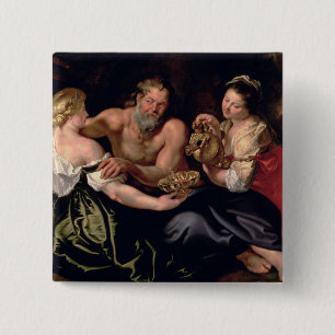 Lot and his daughters 15 cm square badge