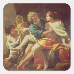 Lot and his Daughters, c.1630 (oil on canvas) Square Sticker