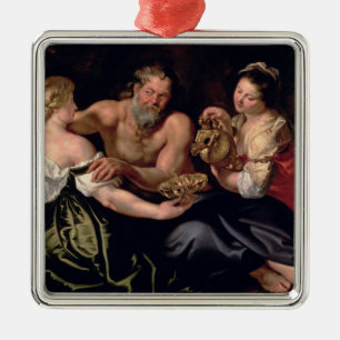 Lot and his daughters metal ornament