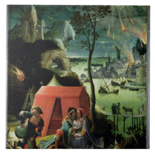 Lot and his Daughters (oil on panel) Ceramic Tile