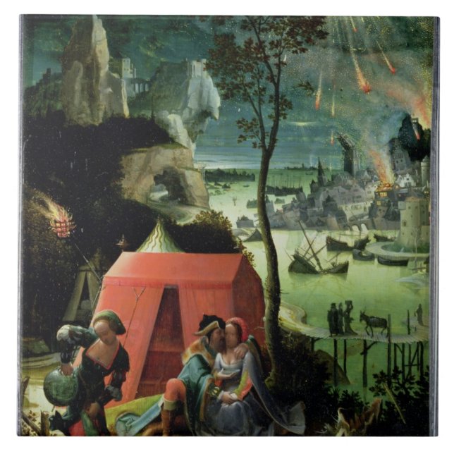 Lot and his Daughters (oil on panel) Ceramic Tile (Front)