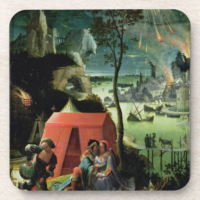 Lot and his Daughters (oil on panel) Coaster (Front)