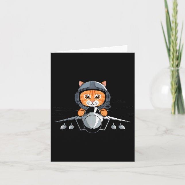 Lot Cat Fighter Jet Funny Aviation Kitty Design  Card (Front)